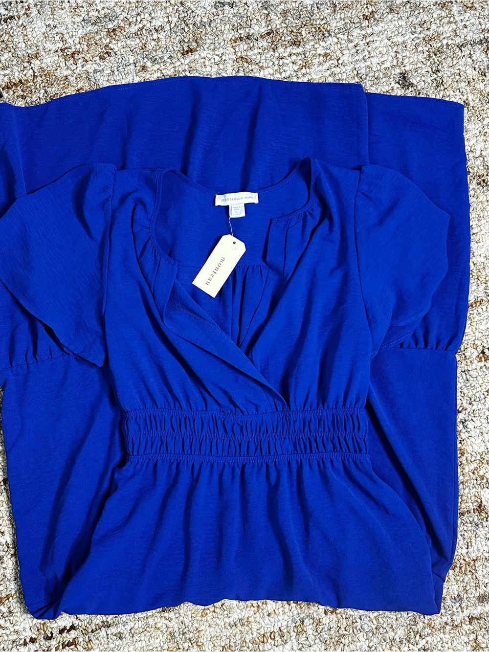 Monteau Cobalt Blue Maxi Dress with Flutter Sleeves - Picture 7 of 10